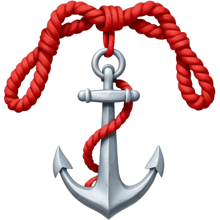 Je veux un emoji encre dans ce style là : ⚓ je veux qu’il représente sentimental par un noeud : 🪢 peut tu me faire l’ancre en argent en gardant la corde rouge  emoji