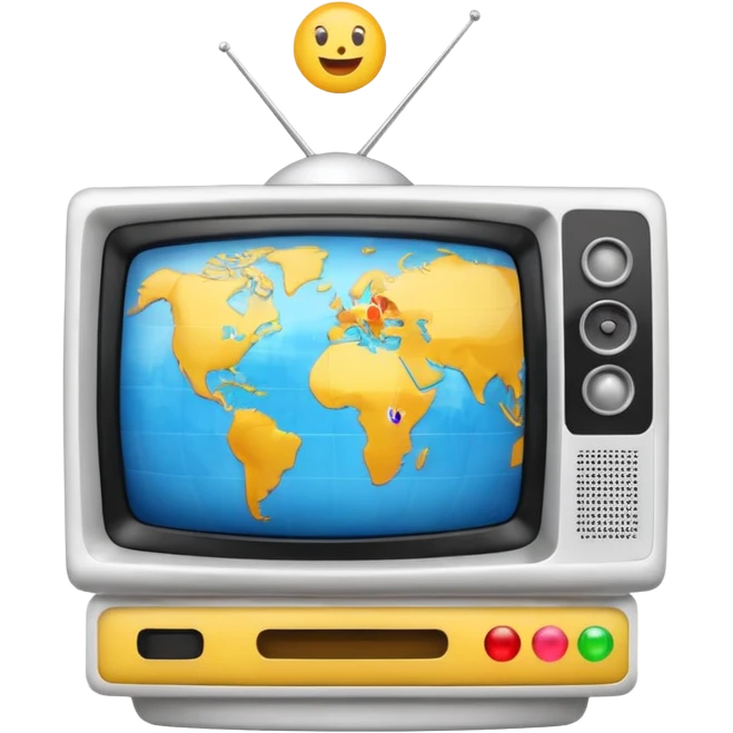 White Tv with an globe with emojis emoji