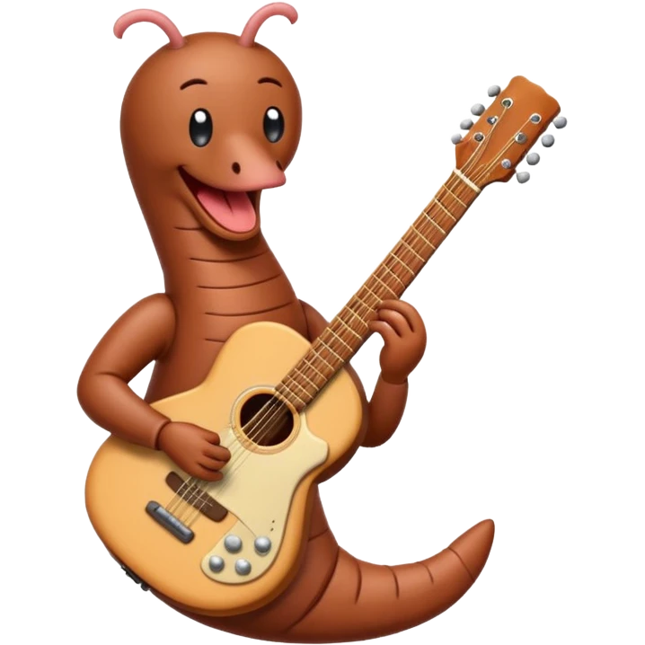 Earthworm playing guitar emoji