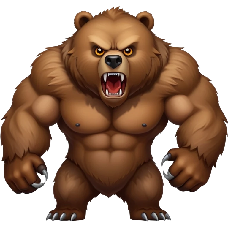 Tough wild grizzly bear with angry eyes, sharp teeth, and powerful stance emoji