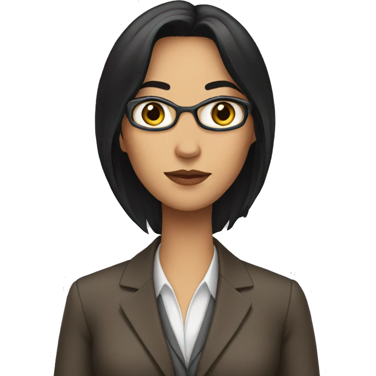 Female defense attorney with long black hair with brown suit emoji