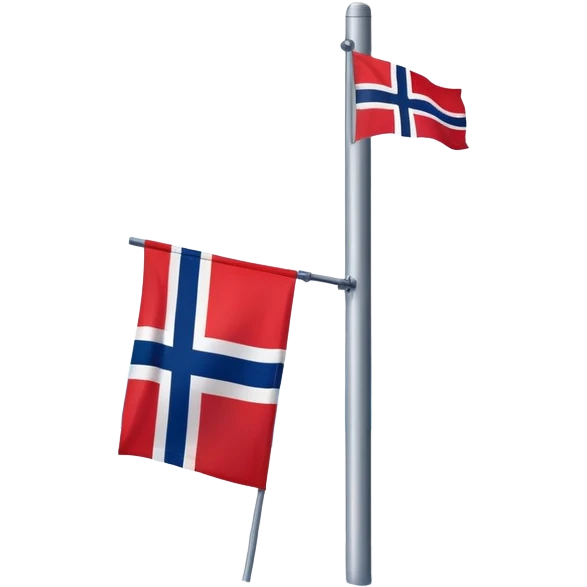 Norweigan flag on a pole on snowy ground  emoji
