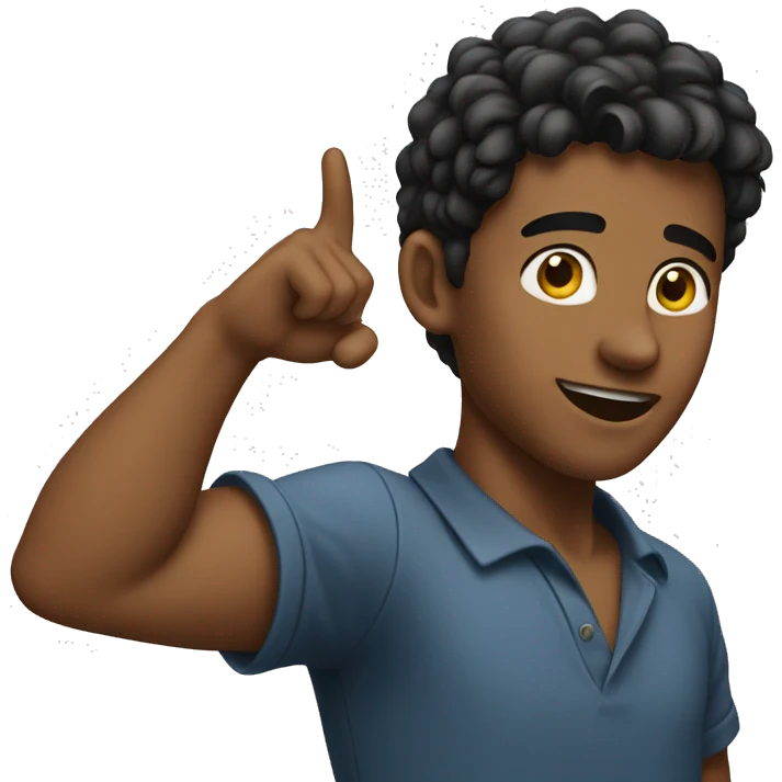 young man pointing at his ear emoji