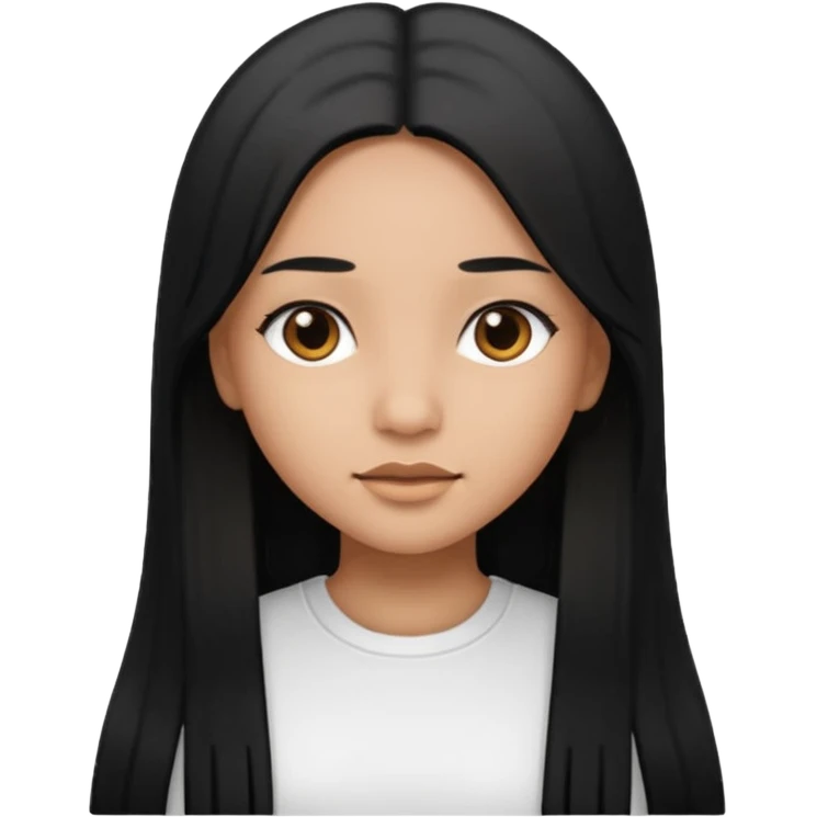 A girl in white with black long straight hair and light brown skin emoji