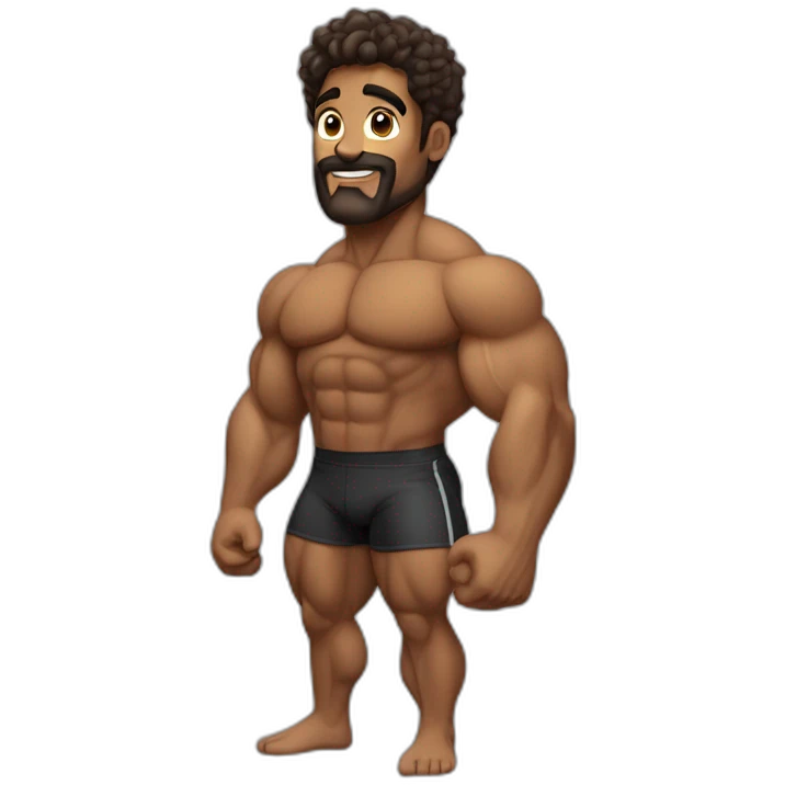 Bodybuilder pelo castaño sin barba emoji