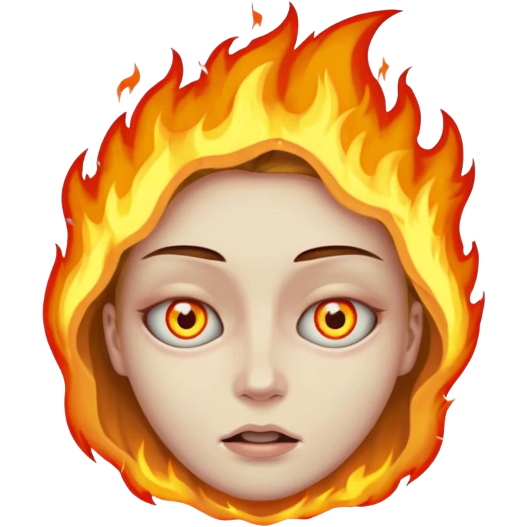 A burning person with fire coming out of where the eyes and make them dead emoji