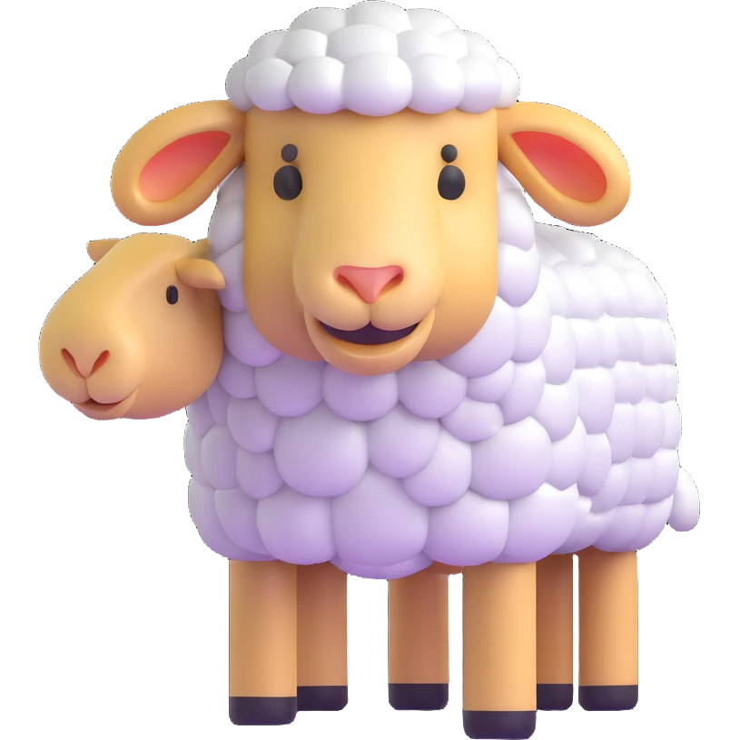 Minecraft sheep made out of square blocks, looks exactly like in the game emoji