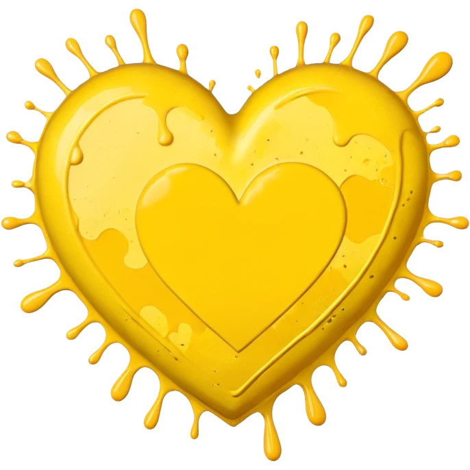 yellow heart with a paint splatter emoji