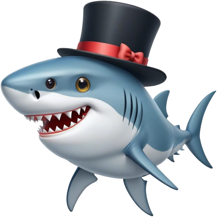 Shark with a top hat emoji