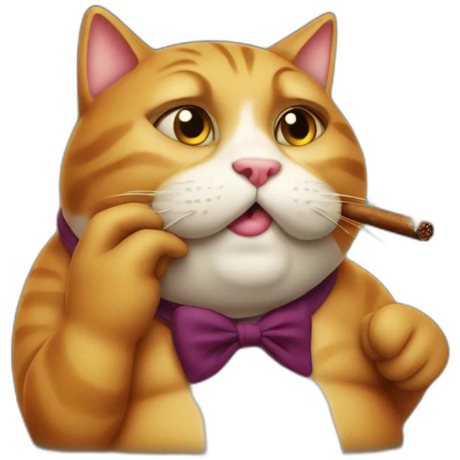 Fat cat smoking a cigar emoji