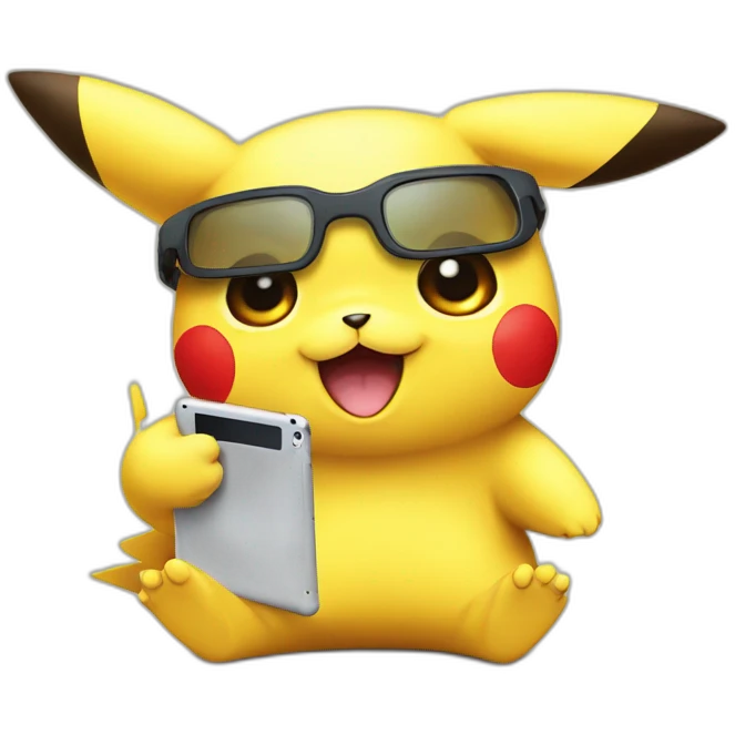 Cute pikachu with ipad emoji