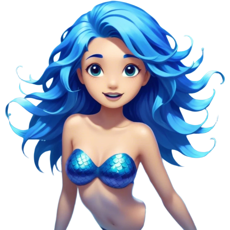 Cinematic Realistic Blue Hair Mermaid Portrait, head tilted dramatically with an exaggeratedly amused expression, featuring a striking, vibrant form with meticulously detailed, flowing blue hair and glowing, tanned skin. Her expressive eyes brim with playful marine mischief, rendered with dynamic underwater lighting and vibrant textures that imbue the scene with an air of cheeky, over‐the‐top oceanic whimsy—capturing the essence of a spirited mermaid ready to enchant with coastal charm. emoji