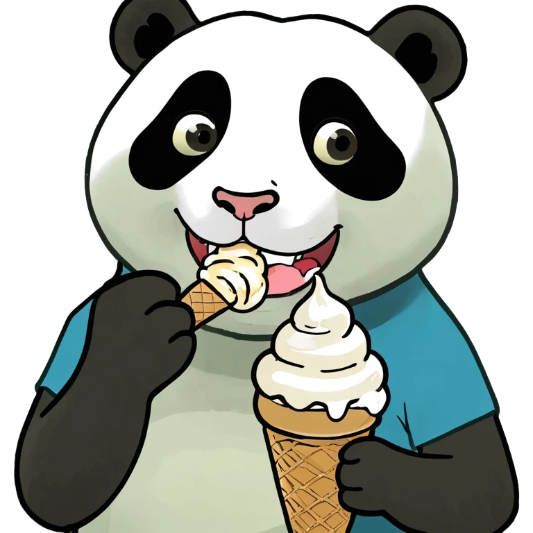 Panda eating ice cream emoji