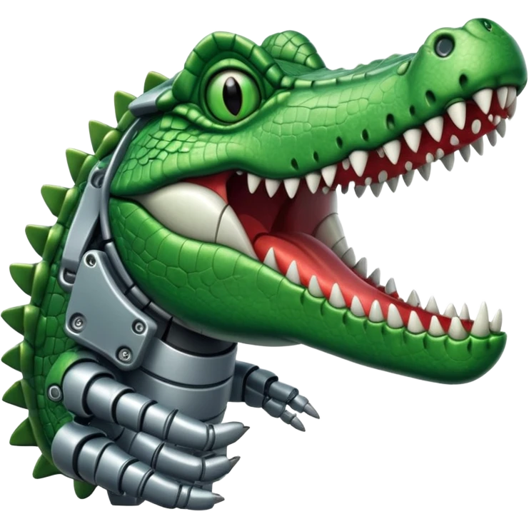crocodile with a robot hand hanging out of mouth emoji