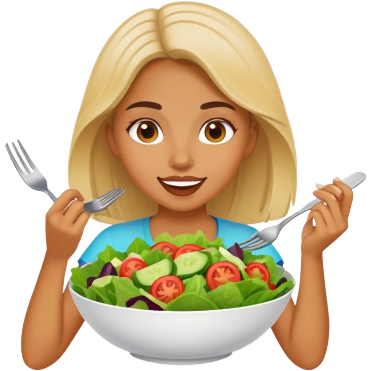 healthy life style girl with salat  emoji