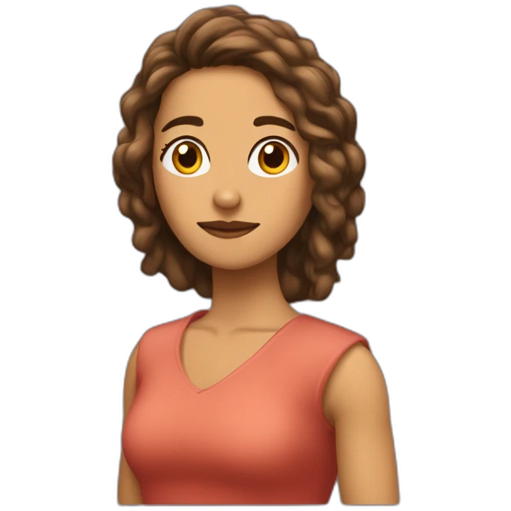 Mujer trigueña pelo crespo miel largo emoji