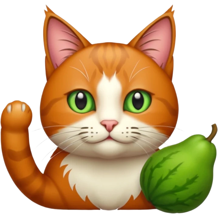 Erstelle eine Katze mit einer Birne in der Hand emoji