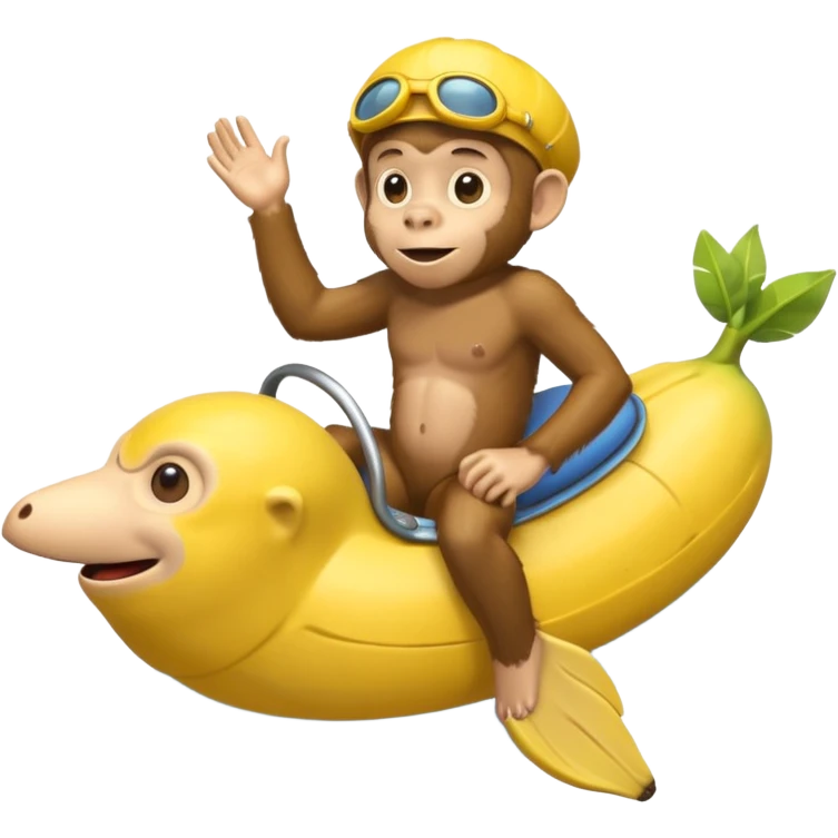 
monkey man riding a banana submarine emoji