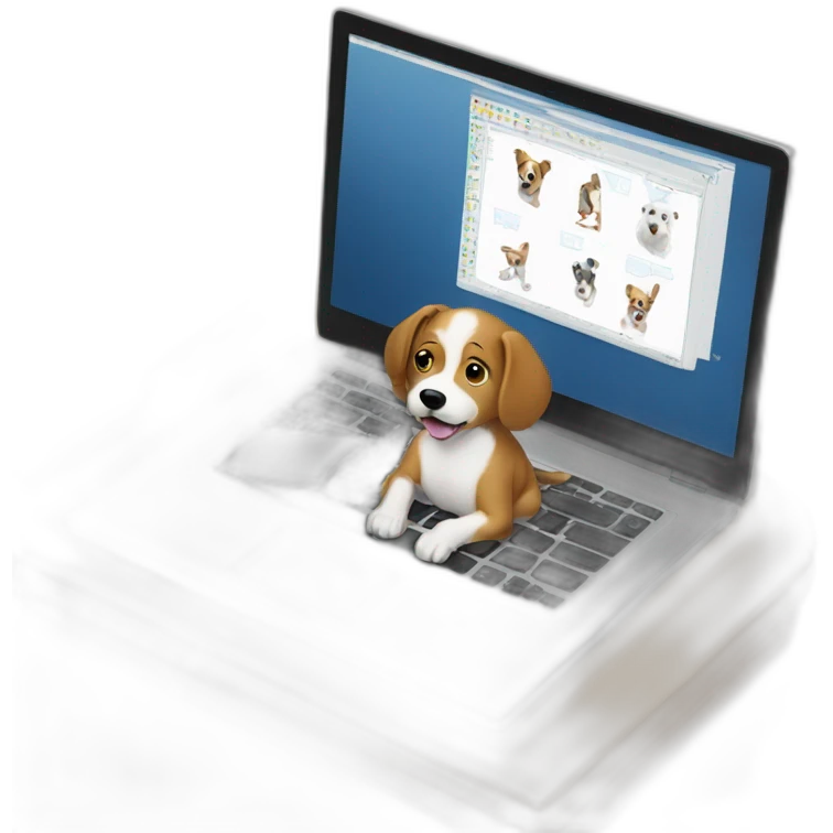 dog on a computer working emoji