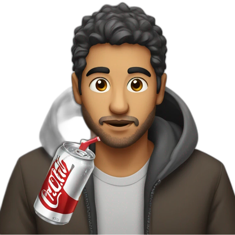 hispanic homeless Man drinking diet coke emoji