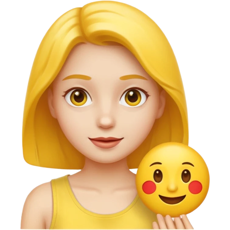 girl classic emoji style yellow face simple features playful summer pose emoji