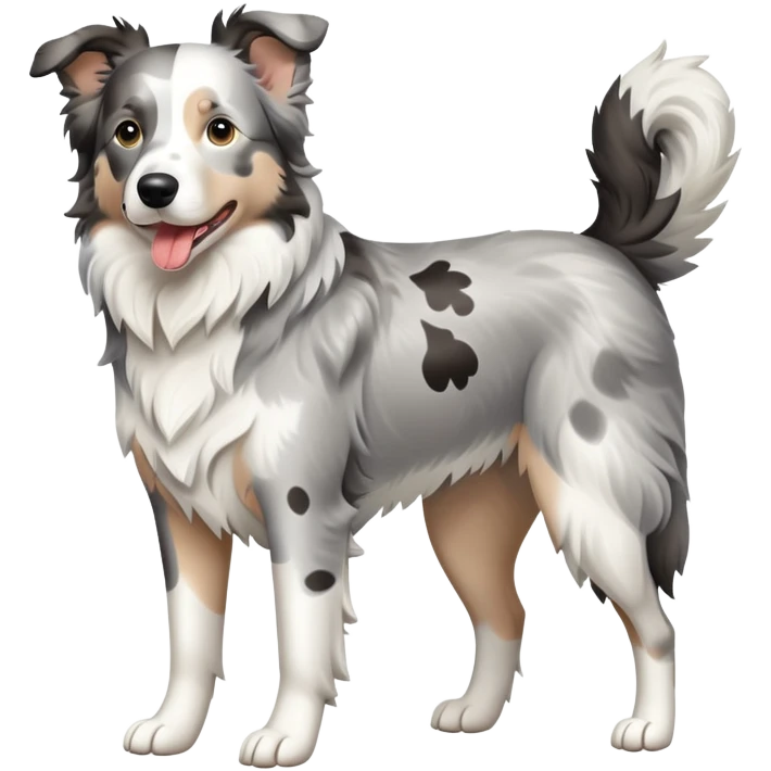 Grey spotted Merle Border Collie dog full body emoji