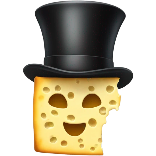 A cheese with a top hat emoji