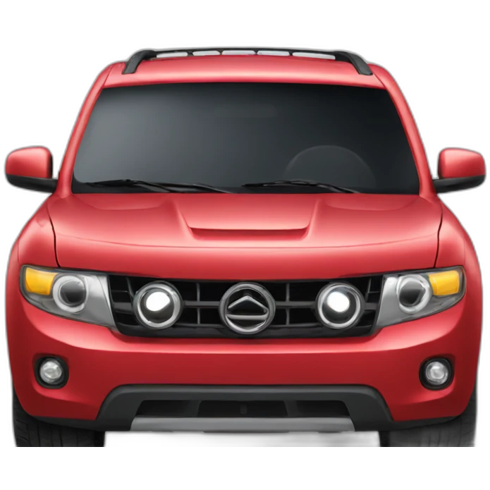 red suv with eyes emoji