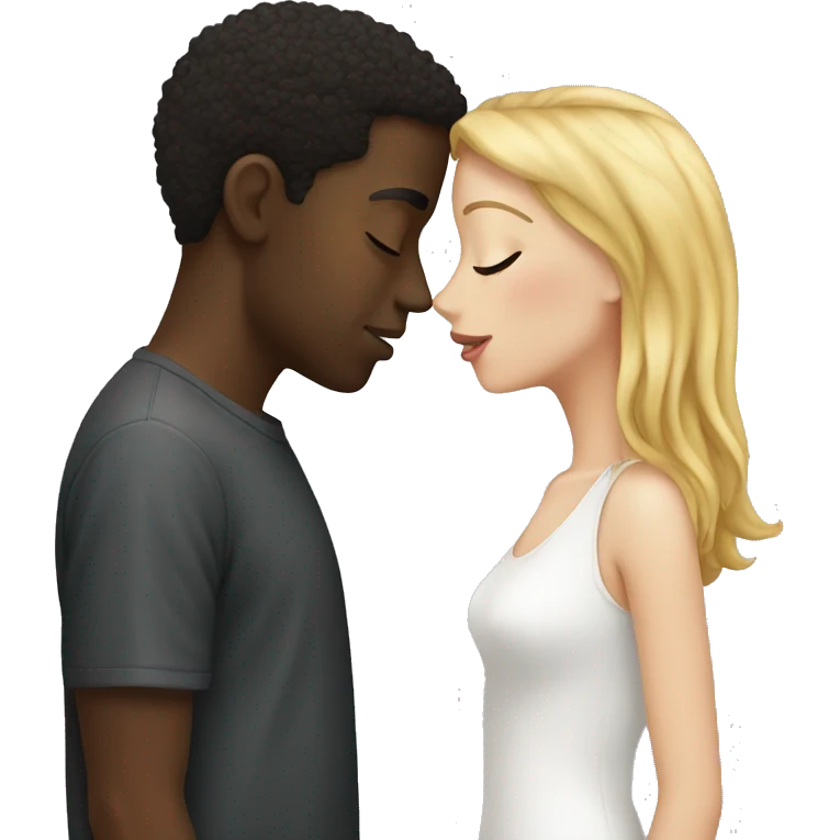 Black guy white girl kissing emoji