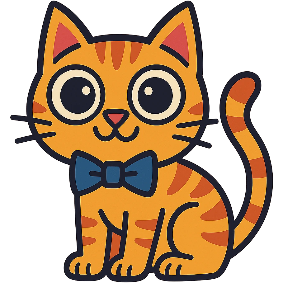 playful cat with oversized eyes and a bowtie emoji