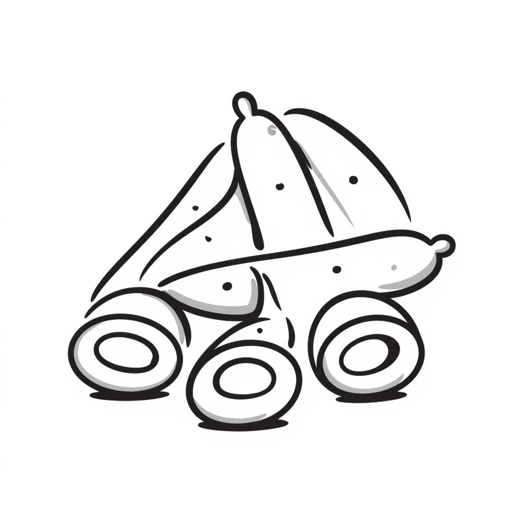 slices of bologna sausage, hand-drawn doodle, black lines, no background emoji