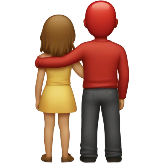 red guy and girl hugging each other back view emoji