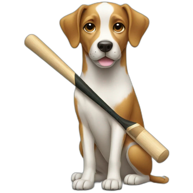Dog with cricket bat emoji