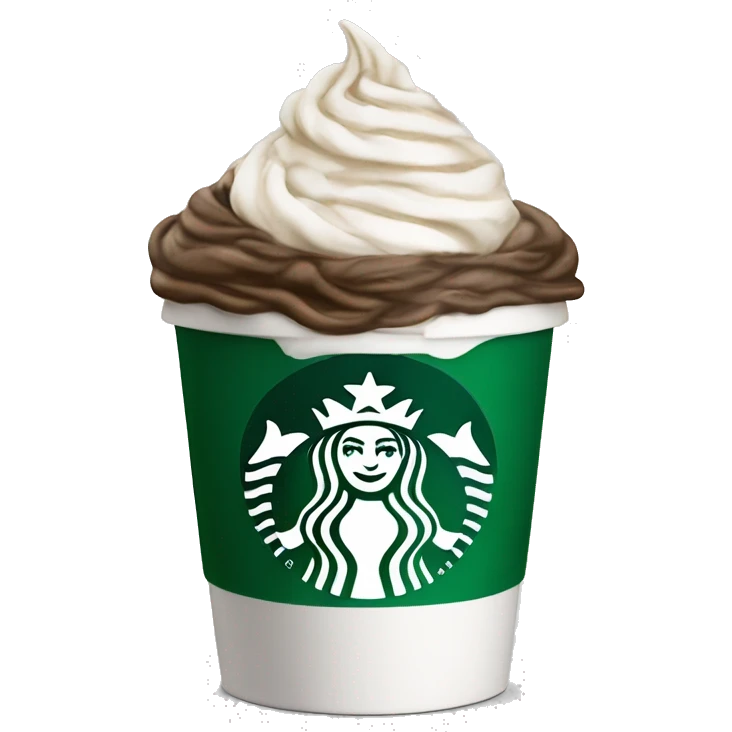 Peppermint coffee with whipped cream in a Starbucks cup emoji