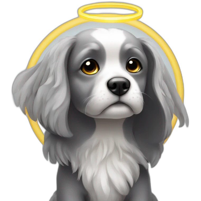 dark-grey-innocent-small-dog-angel-halo emoji