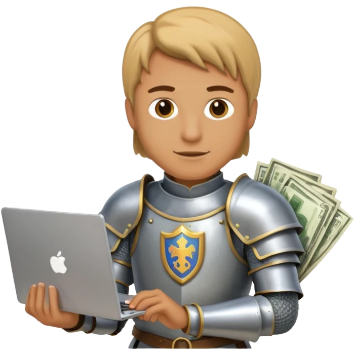 Knight with laptop and money emoji