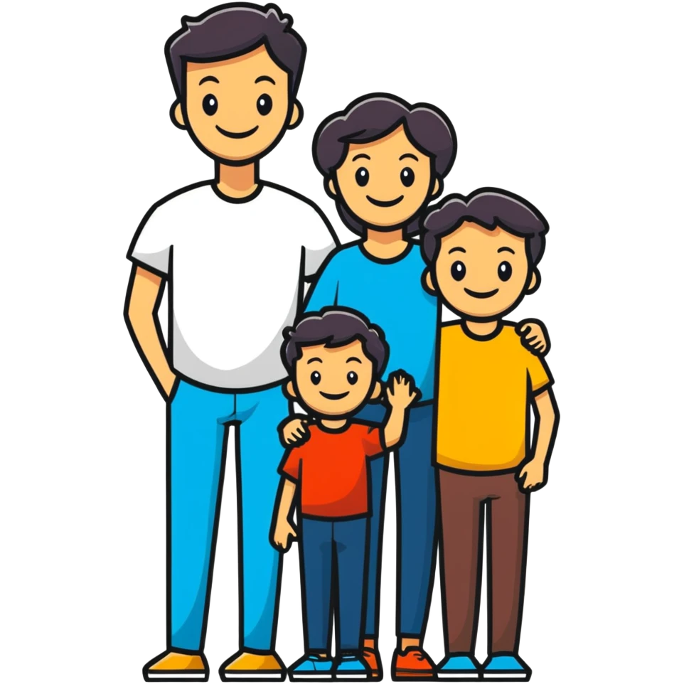 happy white family of three - dad mom and son emoji