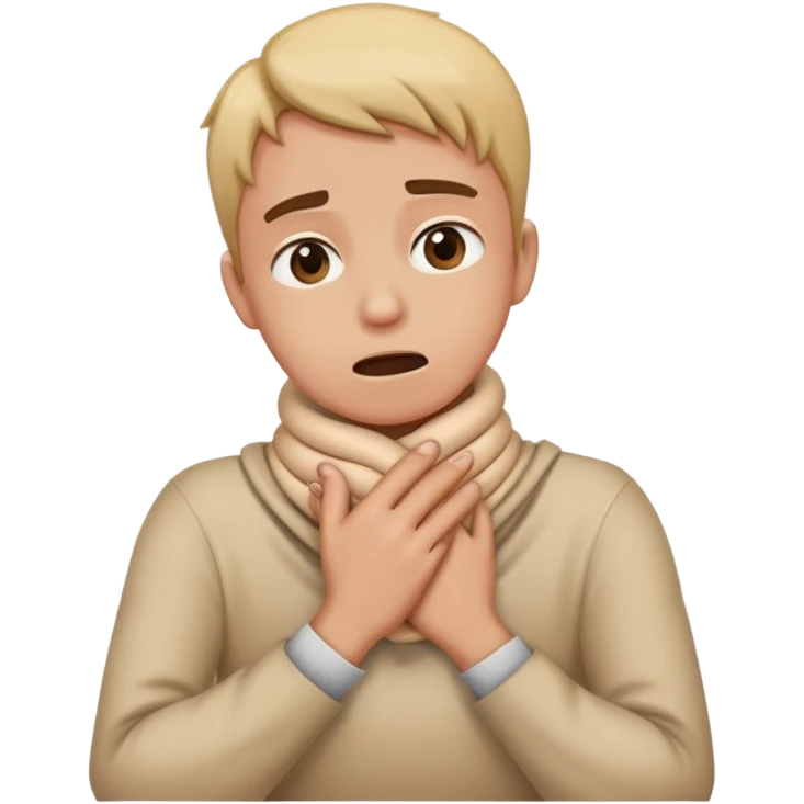 person with hands wrapped around their neck, sarcastically choking themself emoji