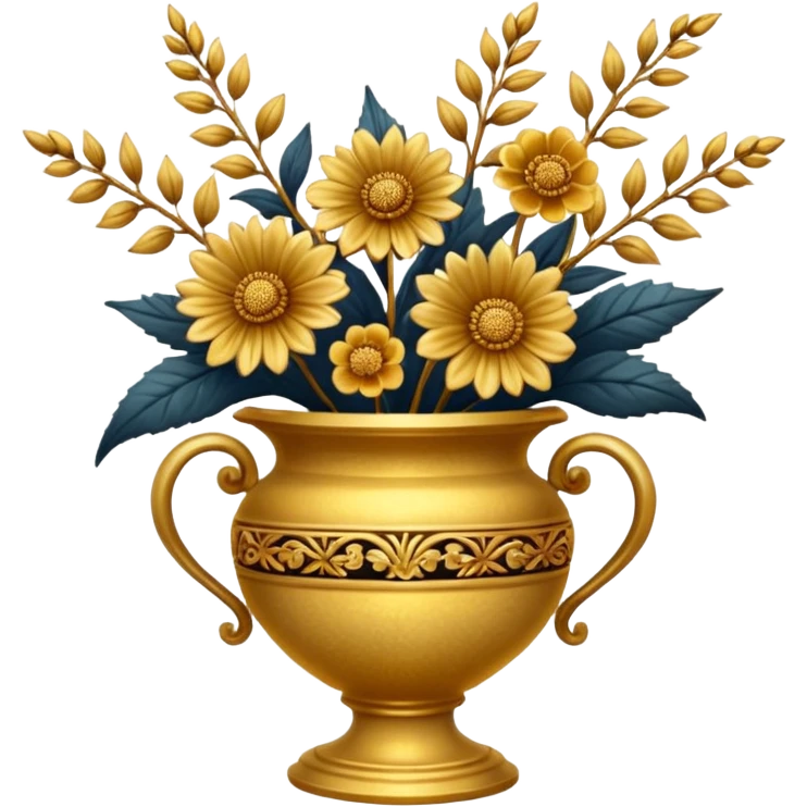 dried flowers in a golden vase emoji