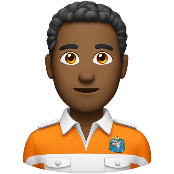 man with orange uniform and a white chuck emoji