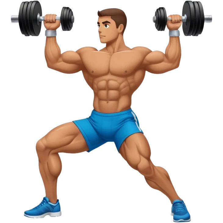 side-view bodybuilder dumbbell lunges emoji