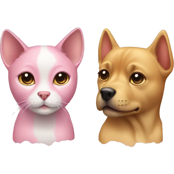 pink and gold cat and dog emoji