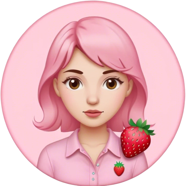 pastel pink women's shirt with a strawberry embroidered in the center emoji