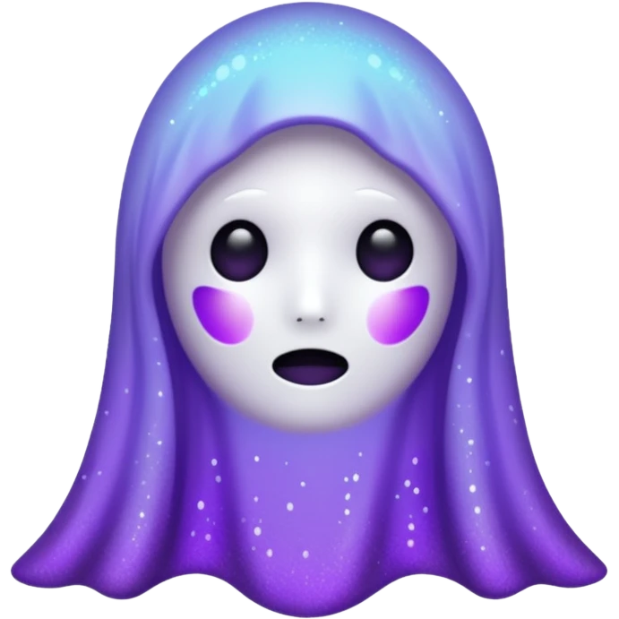 glitter cian and purple ghost no face emoji
