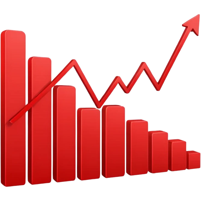 red chart decreasing down emoji