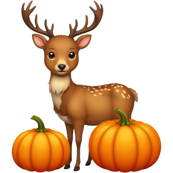 Autumn pumpkin and Deer emoji