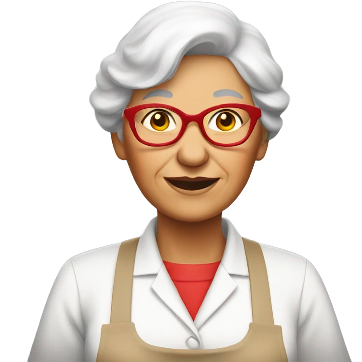 Grandma wearing red and white apron emoji