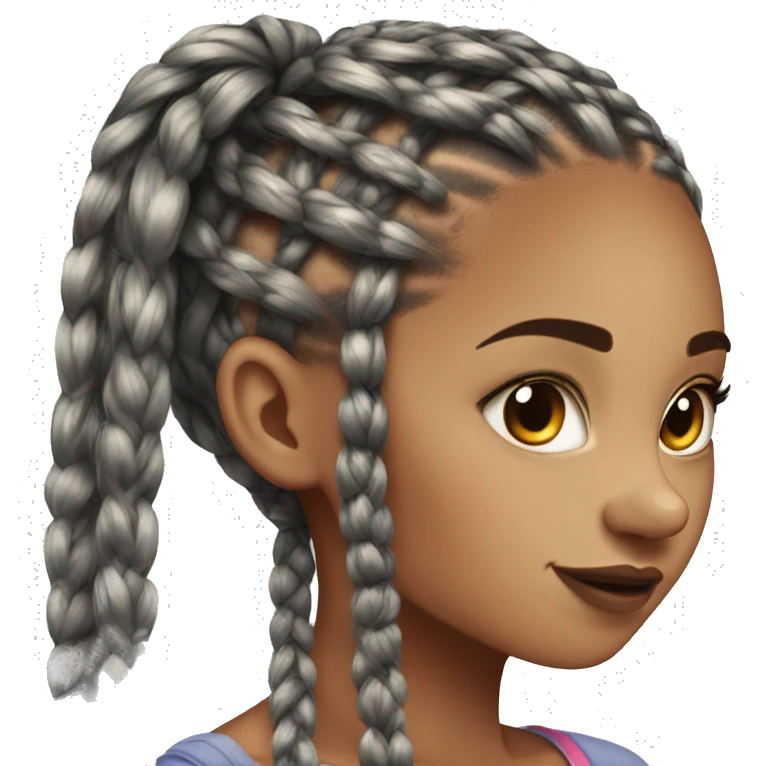 box braids on light skinned girl head emoji