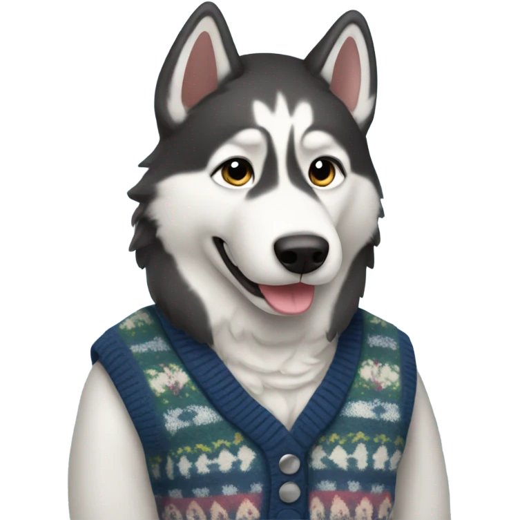 Husky in a sweater vest emoji