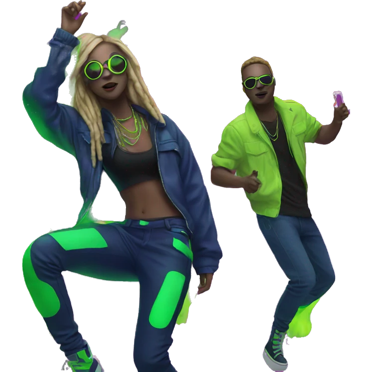Rave party dancing neon smoking emoji
